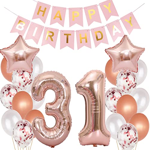 Decoración Globos 31 Cumpleaños Rosa Oro para Mujer - Globos y Accesorios para Celebración