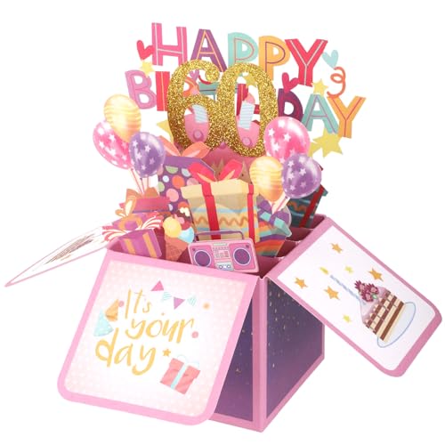 Gosknor Tarjetas de Regalo de Cumpleaños, Tarjetas de Cumpleaños en Caja 3D Multicolor con Sobres...