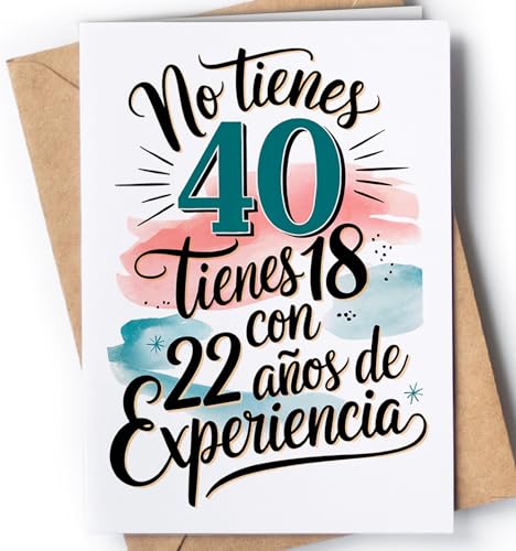 Tarjeta de 40 Cumpleaños - Tarjeta de Felicitación Graciosa para alguien que cumple 40 años -...