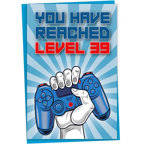 Tarjeta de 39 cumpleaños, You Have Alached Level 39, tarjeta de felicitación para jugadores de 39...