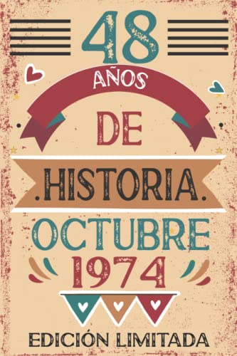 48 Años De Historia Octubre 1974: Libro de visitas, cuaderno, 110 páginas de felicitaciones, idea...