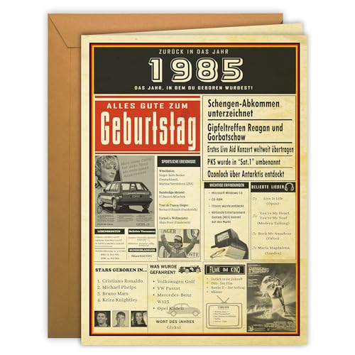 Tarjeta de cumpleaños de 1985, regalo personal con eventos del año de nacimiento, regalo de...
