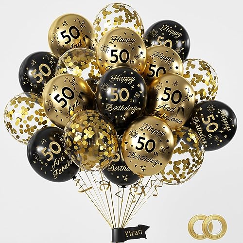 Decoración 50 Cumpleaños Pancarta Grande Feliz 50 Cumpleaños Español +  15pcs Globos Photocall 50 Cumpleaños Fiesta Cartel Oro Negro