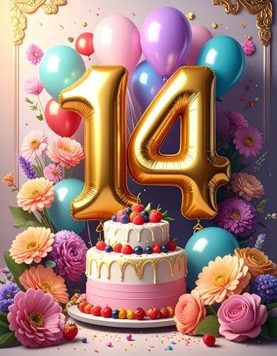 Nova Verde Global Tarjeta de Felicitación 14 Cumpleaños – Tarjeta 14 Años para Adolescentes,...