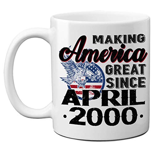 Tazas de cumpleaños número 20 para hombres, mujeres, haciendo de Estados Unidos un gran regalo desde abril de 2000 Taza de café, regalo de cumpleaños para él, compañero de trabajo, amigos, día de la m