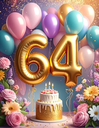 Nova Verde Global Tarjeta de Felicitación 64 Cumpleaños – Tarjeta 64 Años para Mujer y Hombre,...