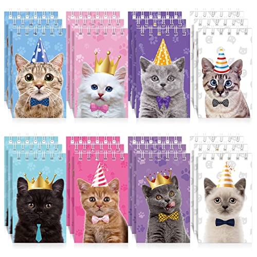 Nezyo 24 Blocs de Notas de Animales Gato Mini Cuaderno Pequeño de Bolsillo en Espiral de Gato Lindo...