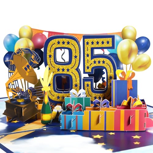 GREETING ART Tarjeta pop up para 85 cumpleaños, 85 cumpleaños, tarjeta de 85 aniversario para...