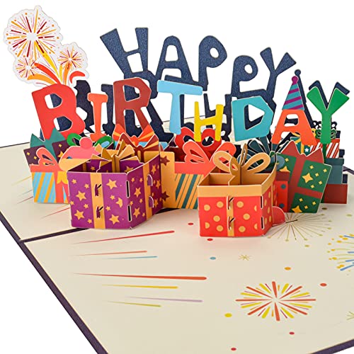 AIBAOBAO Tarjeta Felicitacion Cumpleaños 3D, Pop-up Tarjetas Cumpleaños con Happy Birthday Caja,...