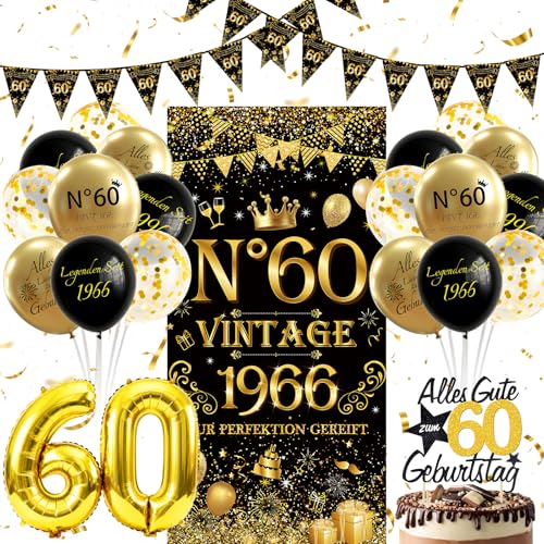 yosiio 60 cumpleaños decoración decoración de cumpleaños mujer hombre vintage 1966 pancarta...