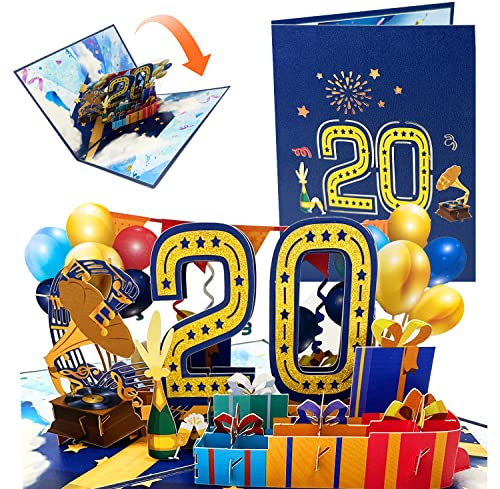 Tarjeta Felicitacion Cumpleaños 3d Pop Up Tarjetas Cumpleaños 20th Birthday Card para Hombres y...