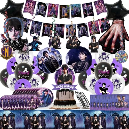 Un set de decoración para fiestas de cumpleaños de niñas de 98 piezas, que incluye pancartas,...