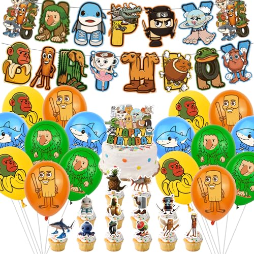 AUNGKWANG 42 Piezas Decoración de Fiesta de Cumpleaños Tung Tung Tung Sahur, con Decoración para...