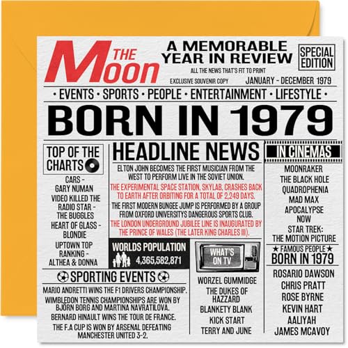 Tarjetas de cumpleaños número 45 para hombres y mujeres, periódico nacido en 1979, tarjeta de...