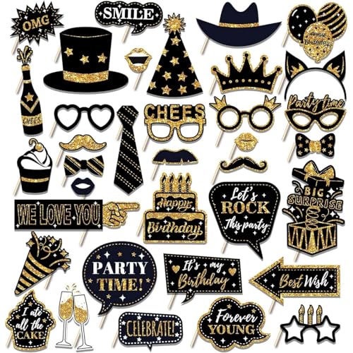 QHFlashbuy Foto Props de Fiesta Divertidos,36 Piezas Fotomatón para Fiesta de...