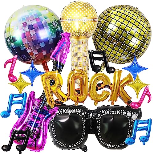 Shamoparty Fiesta de cumpleaños de discoteca, decoración de fiesta de música, globo de papel de...