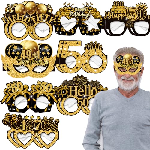 Qpout 16 lentes de papel para decoración de cumpleaños número 50 de 1974 para hombres y mujeres,...