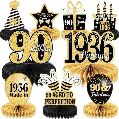 9 piezas de decoración de cumpleaños 90 piezas de centro de mesa de 90 cumpleaños para...