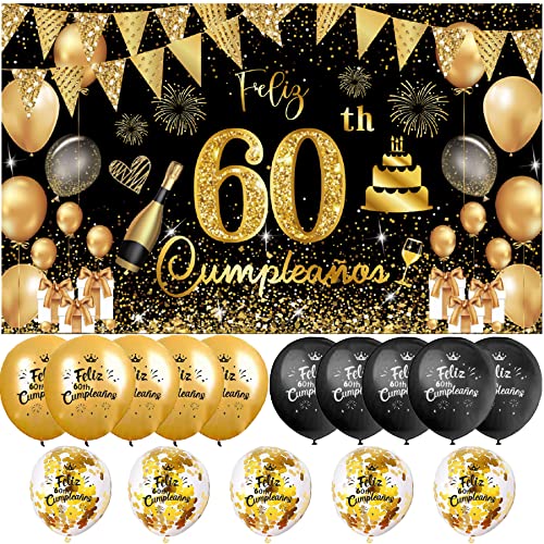 5 globos de oro del 60 cumpleaños, globos del sexagésimo