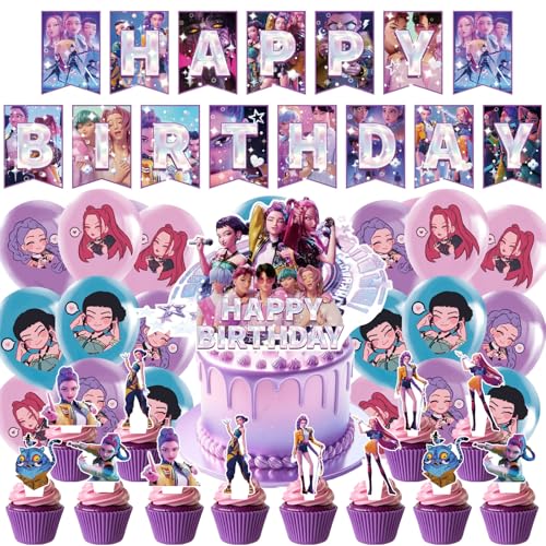 Kit de Decoración de Cumpleaños de 44 Piezas, Pancarta, Adorno para Tarta, 24 Adornos para...