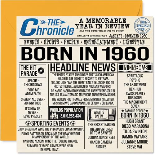 Tarjetas de cumpleaños 64 para hombres y mujeres, periódico nacido en 1960, tarjeta de feliz...