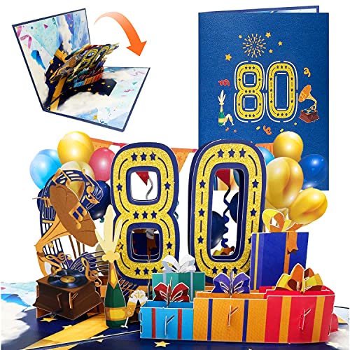 Tarjeta Felicitacion Cumpleaños 3d Pop Up Tarjetas Cumpleaños 80th Birthday Card para Hombres y...