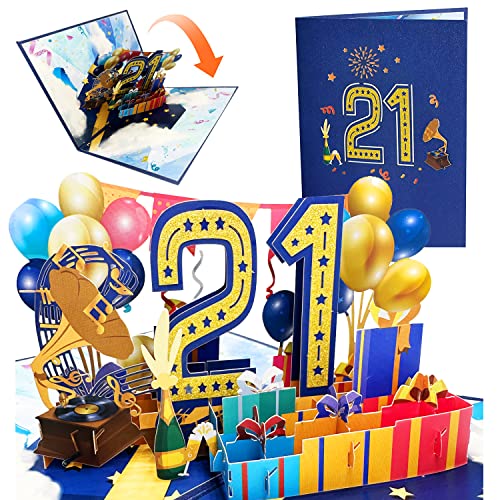 Tarjeta Felicitacion Cumpleaños 3d Pop Up Tarjetas Cumpleaños 21th Birthday Card para Hombres y...