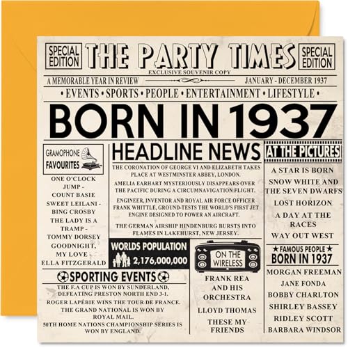 Tarjetas de cumpleaños número 88 para hombres y mujeres – Born In 1938 Newspaper – Tarjeta de...