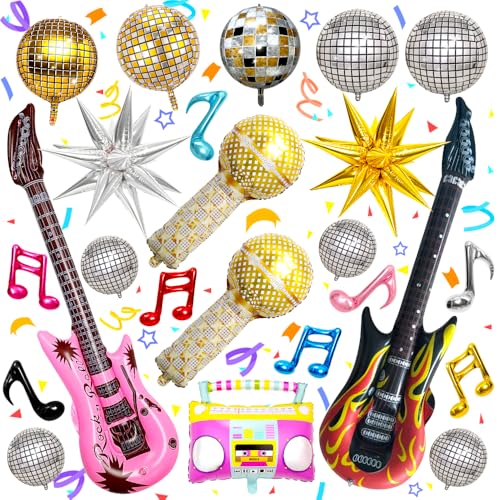 SITAKEGS Globos para Fiesta Disco, 26PCS Globo Discos Explosión Estrella Guitarra Saxofón Globo de...