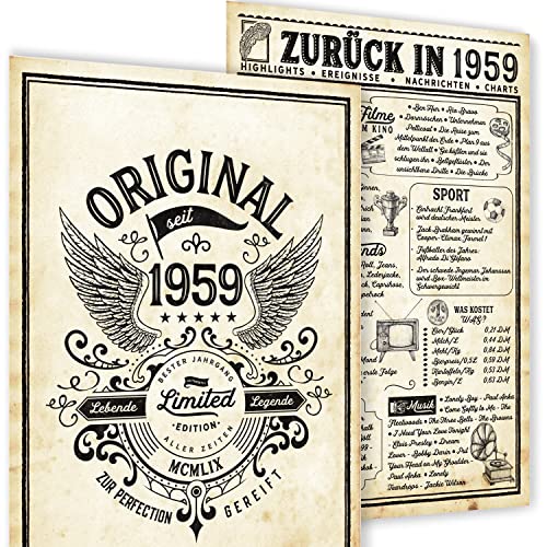 mojoliving Regalo de cumpleaños para 63 años, tarjeta de cumpleaños personalizada del año 1959,...