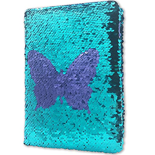Diario Niña de Lentejuelas Reversible, 21x14cm 80 Hoja Mariposa Cuaderno Niños de Lentejuelas...