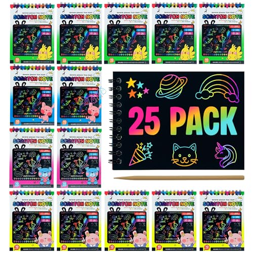 Detalles Cumpleaños Niños | Pack 25 Cuadernos para Rascar y Lápices de Madera | Regalitos...