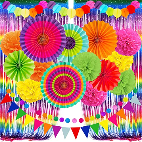 ZERODECO Traje de decoración de fiesta de abanico de papel de carnaval, coloreado cinco de mayo...