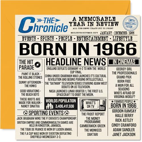 Tarjetas de cumpleaños 58 para hombres y mujeres, periódico nacido en 1966, tarjeta de feliz...