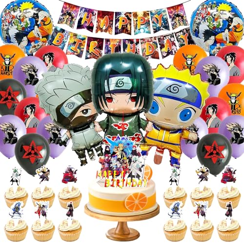 Narut Globos y Decoración para Fiesta de Cumpleaños - 39 Piezas de Látex y Aluminio con Diseño...