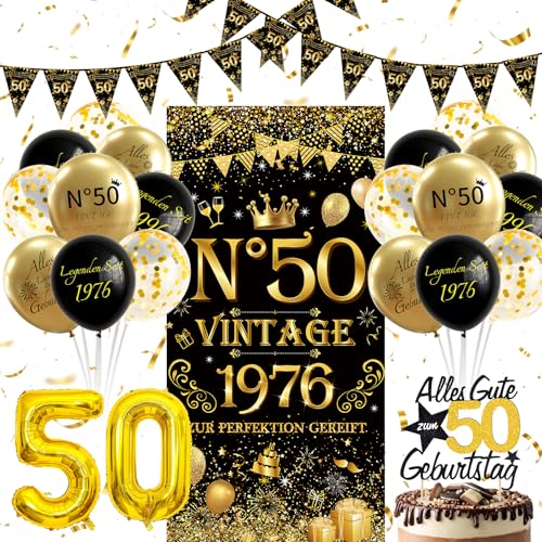 yosiio 50 cumpleaños decoración decoración de cumpleaños mujer hombre vintage 1976 pancarta...