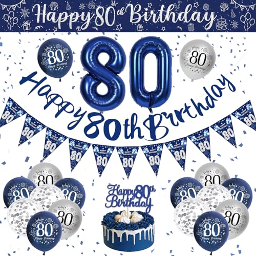 Decoración Cumpleaños 80 Años Hombre, Globos Cumpleaños 80 Años, Decoracion Fiesta Globos...
