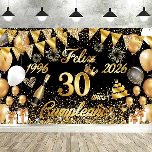 Pancarta Feliz Cumpleaños 30 Anos 1996-2026, Seutgjie Happy Birthday Decoracion para Mujer Hombre...